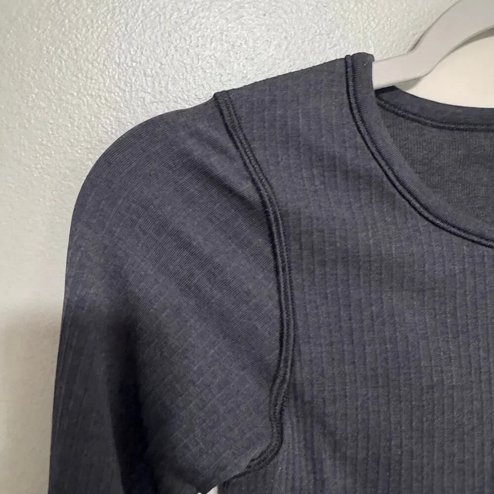 Lululemon Ebb to Street Long Sleeve Shirt black gray size 4